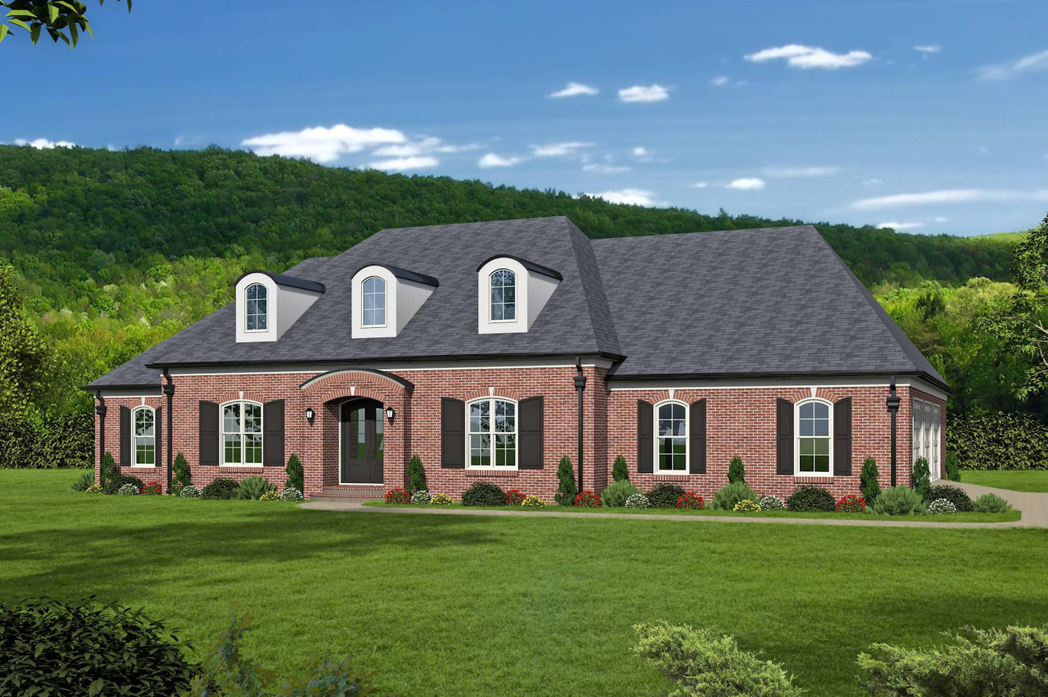 Front elevation of Luxury home (ThePlanCollection: House Plan #196-1026)
