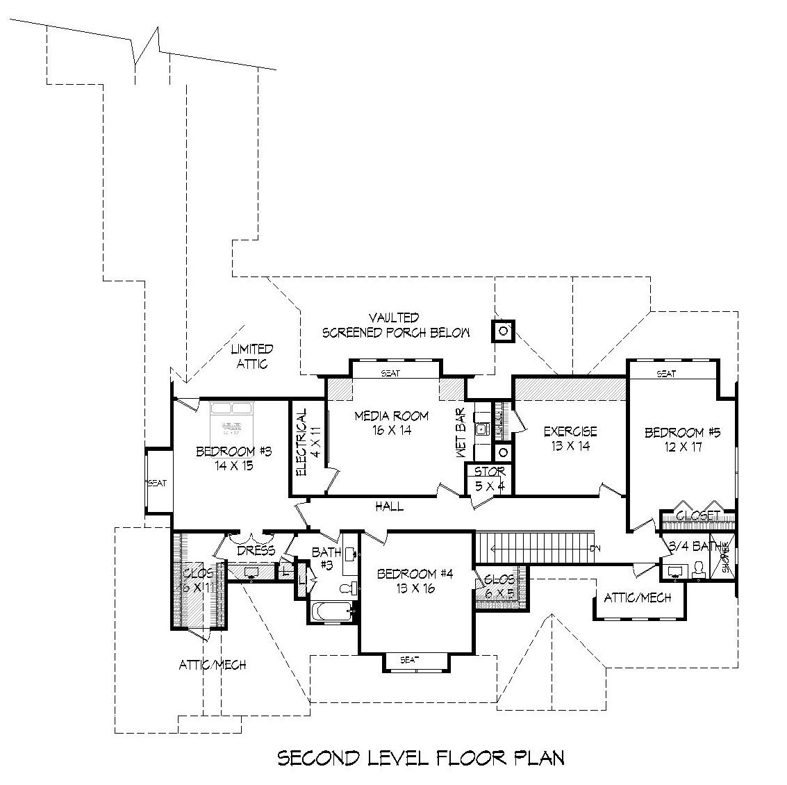 Floor Plan Second Story of Luxury Plan #196-1029
