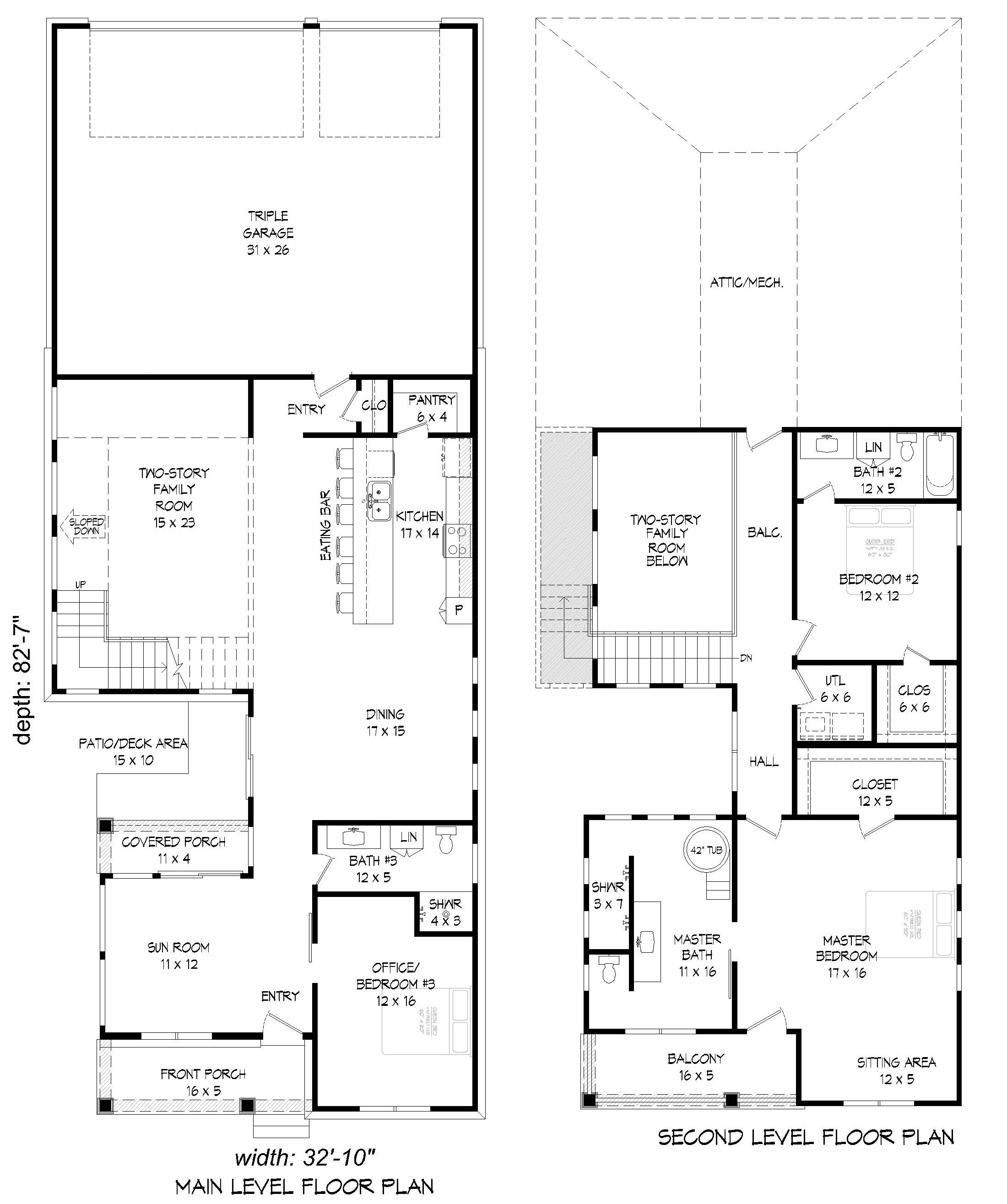 Floor Plan First Story of Contemporary Plan #196-1032