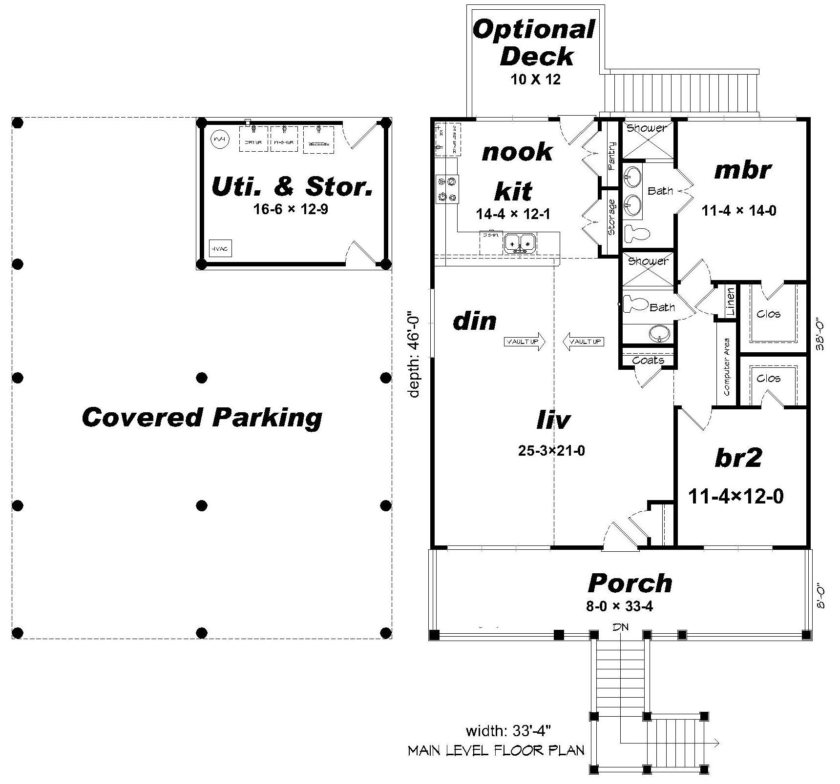 Floor Plan First Story of Vacation Homes Plan #196-1033