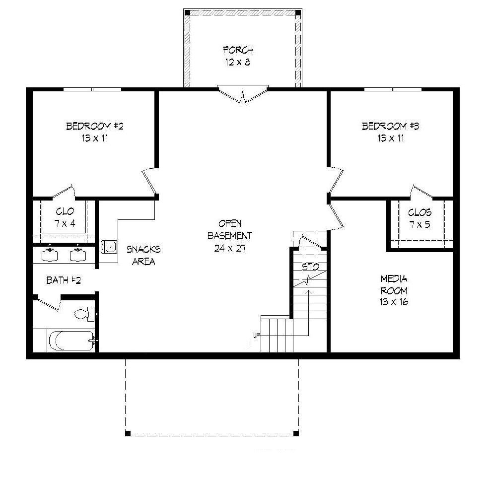 Floor Plan Basement of Country Plan #196-1035
