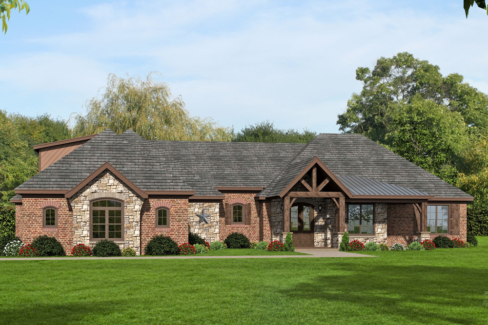 Country ranch home plan (ThePlanCollection: Plan #196-1038)