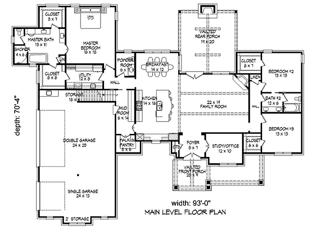 Floor Plan First Story of Traditional Plan #196-1039