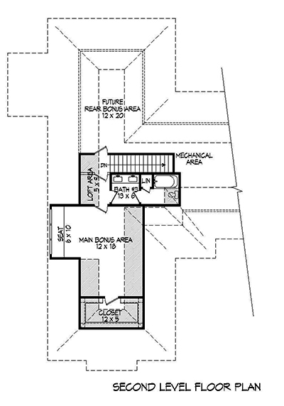 Floor Plan Second Story of Traditional Plan #196-1039