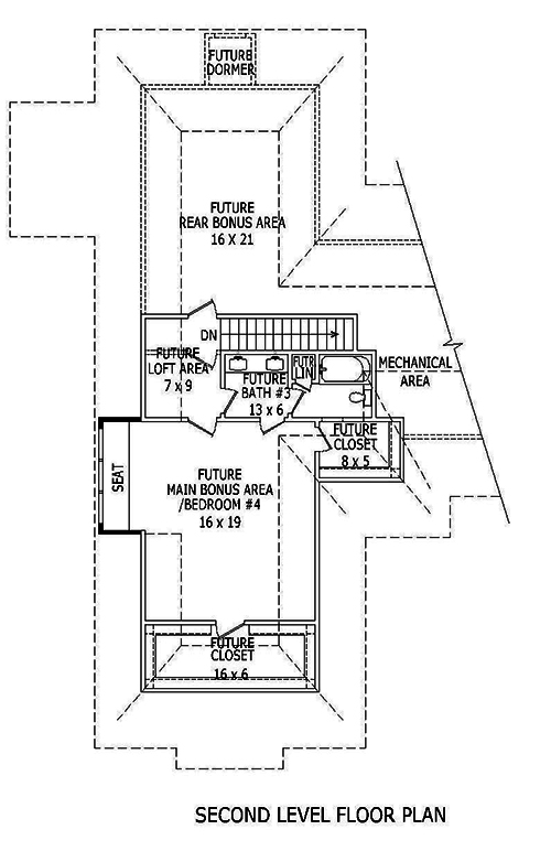 Floor Plan Second Story of Traditional Plan #196-1041