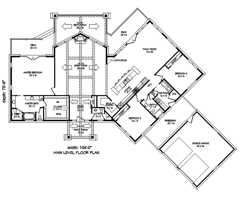 Floor Plan First Story of Traditional Plan #196-1042