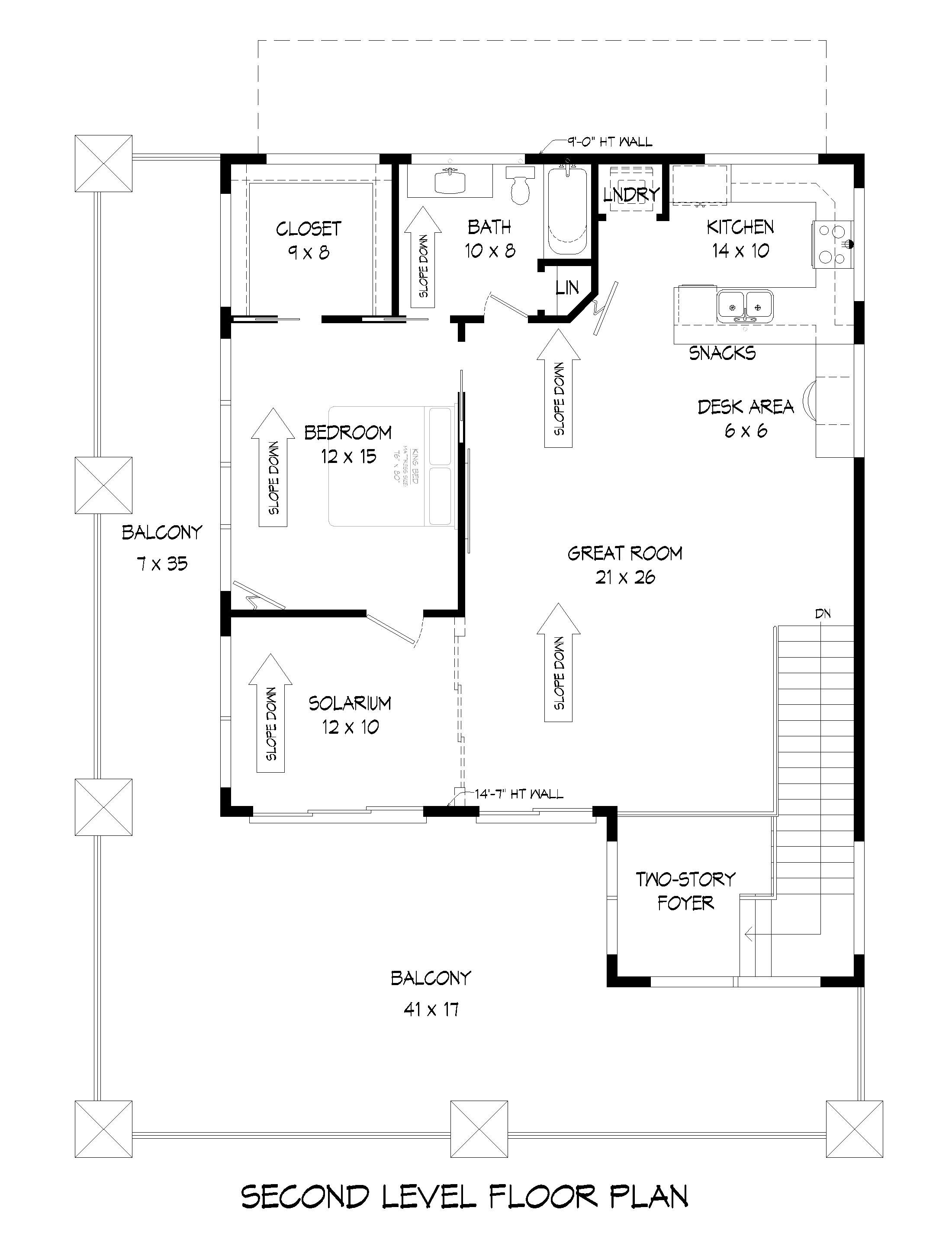 Floor Plan Second Story of Contemporary Plan #196-1044