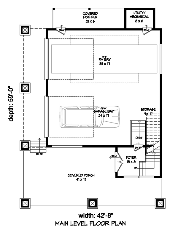 Floor Plan First Story of Contemporary Plan #196-1044