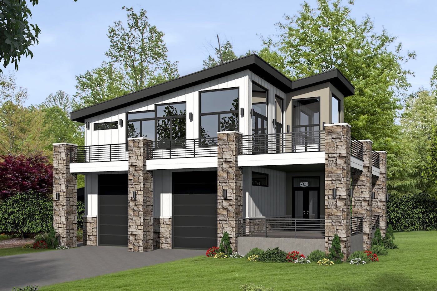Garage w/Apartment home (ThePlanCollection: Plan #196-1044)