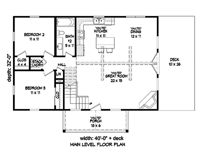 Floor Plan First Story of Cottage Plan #196-1045