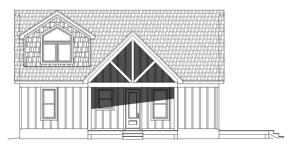 Home Plan Front Elevation of this 3-Bedroom,1400 Sq Ft Plan -196-1045