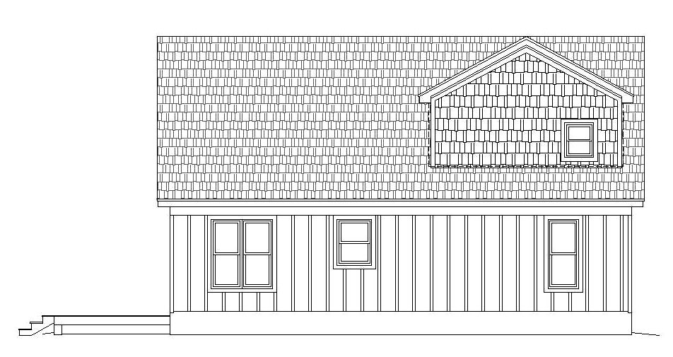 Home Plan Rear Elevation of this 3-Bedroom,1400 Sq Ft Plan -196-1045