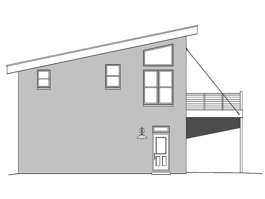 Home Plan Left Elevation of this 1-Bedroom,820 Sq Ft Plan -196-1049