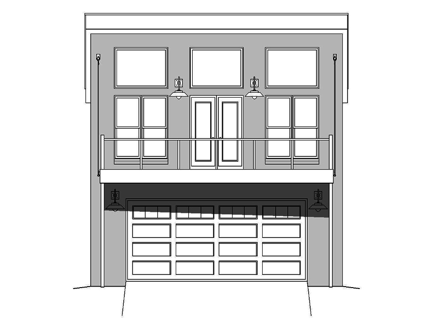 Home Plan Front Elevation of this 1-Bedroom,820 Sq Ft Plan -196-1049