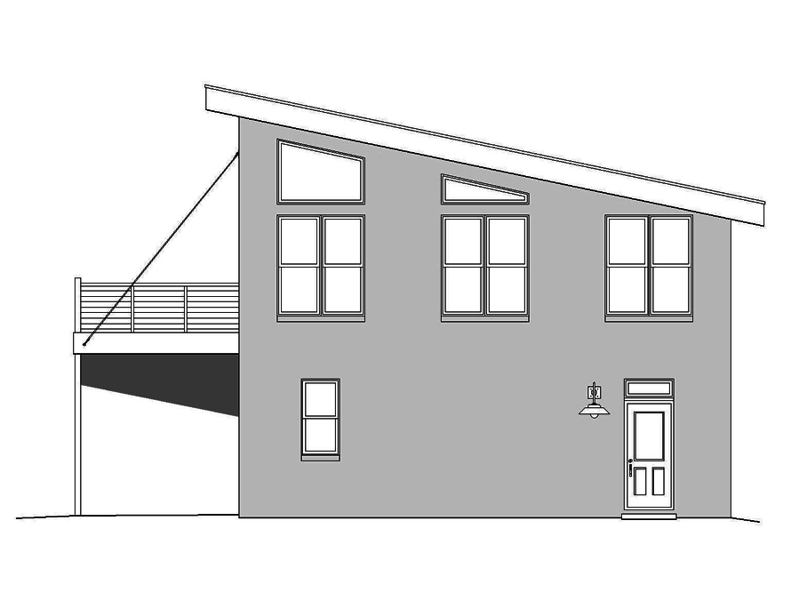 Home Plan Right Elevation of this 1-Bedroom,820 Sq Ft Plan -196-1049