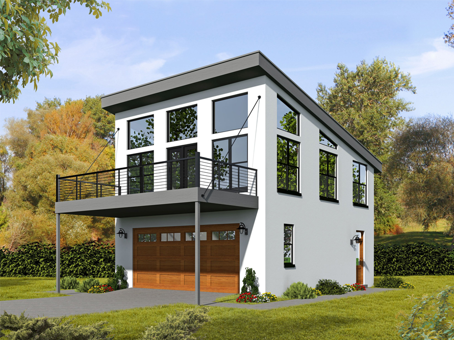 Front elevation of Garage with Apartment (ThePlanCollection: House Plan #196-1049)