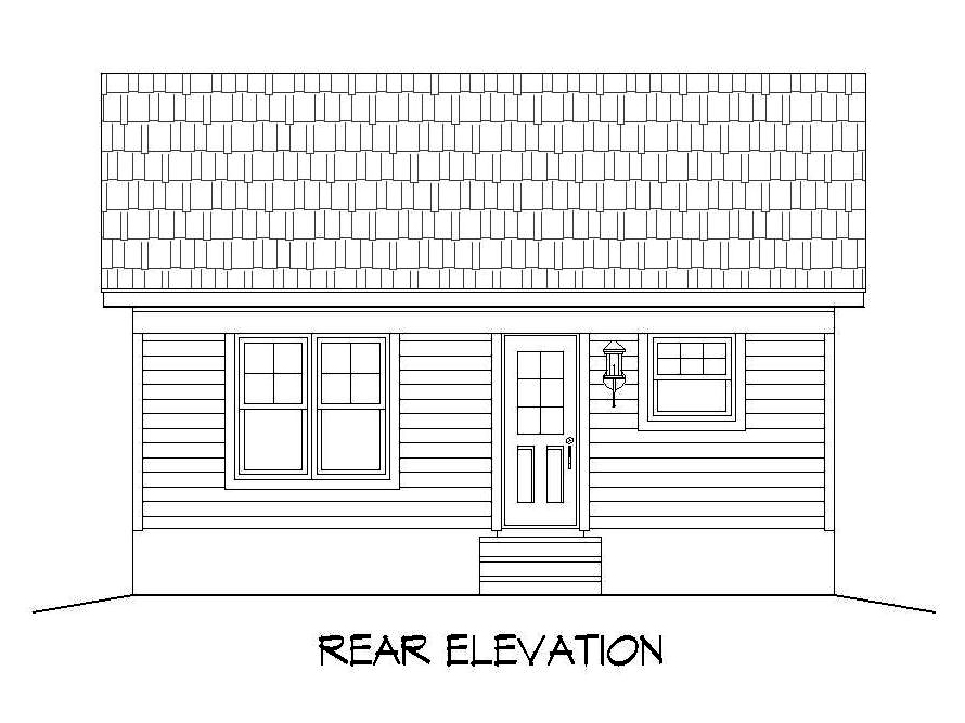 Home Plan Rear Elevation of this 1-Bedroom,561 Sq Ft Plan -196-1050