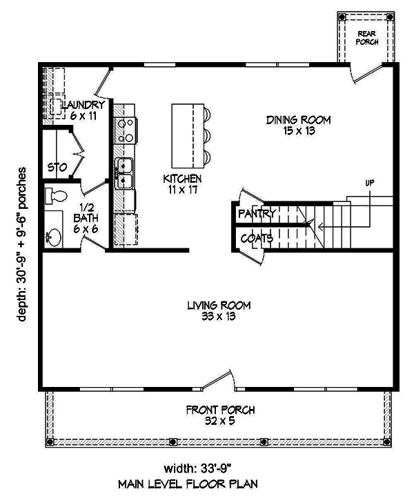 Floor Plan First Story of Colonial Plan #196-1052