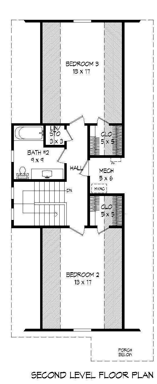 Floor Plan Second Story of Cottage Plan #196-1053