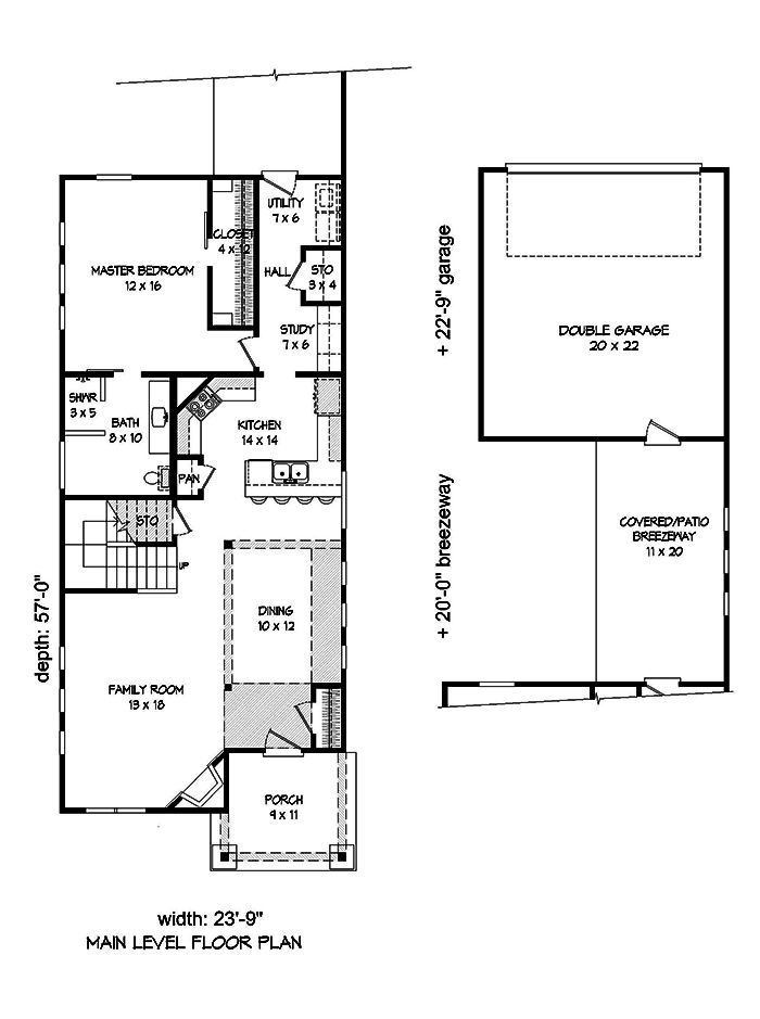 Floor Plan First Story of Cottage Plan #196-1054