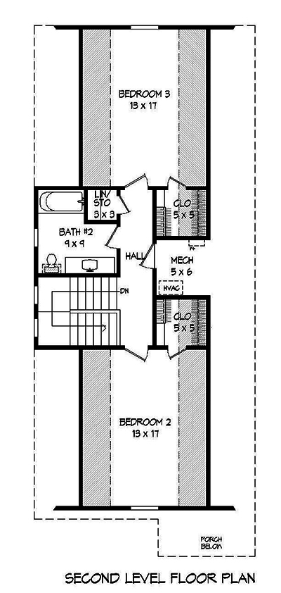 Floor Plan Second Story of Cottage Plan #196-1054