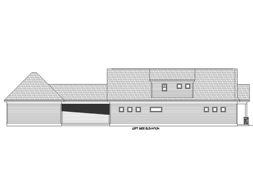 Home Plan Left Elevation of this 3-Bedroom,1979 Sq Ft Plan -196-1054
