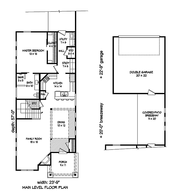 Floor Plan First Story of Cottage Plan #196-1056