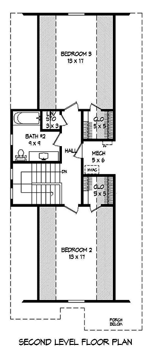 Floor Plan Second Story of Cottage Plan #196-1056