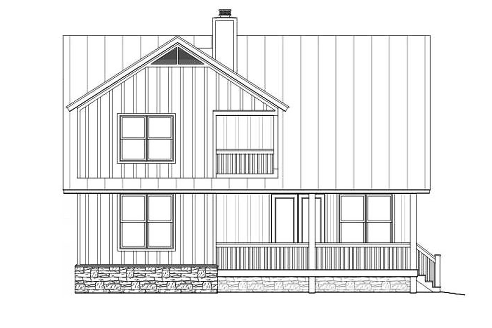 Home Plan Rear Elevation of this 3-Bedroom,1850 Sq Ft Plan -196-1057