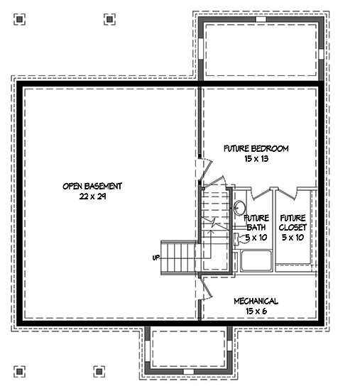 Floor Plan Basement of Cottage Plan #196-1057