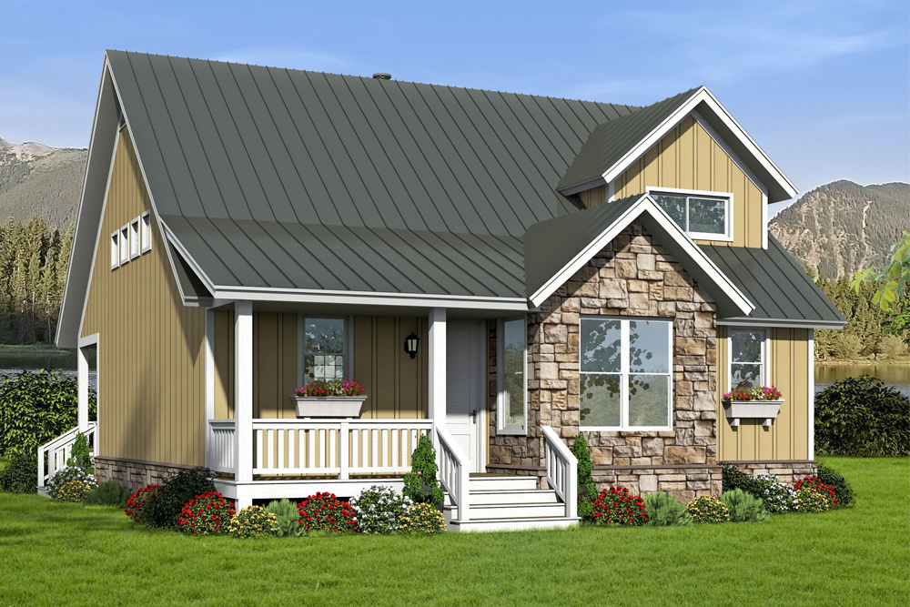 Cottage home plan (ThePlanCollection: Plan #196-1057)