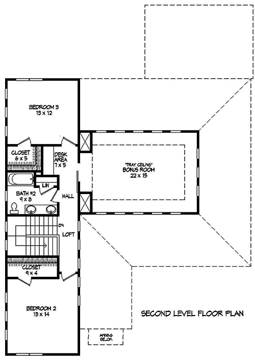Floor Plan Second Story of Contemporary Plan #196-1058