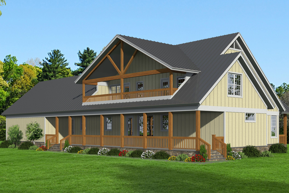 Rear View of this 4-Bedroom, 2700 Sq Ft Plan - 196-1059
