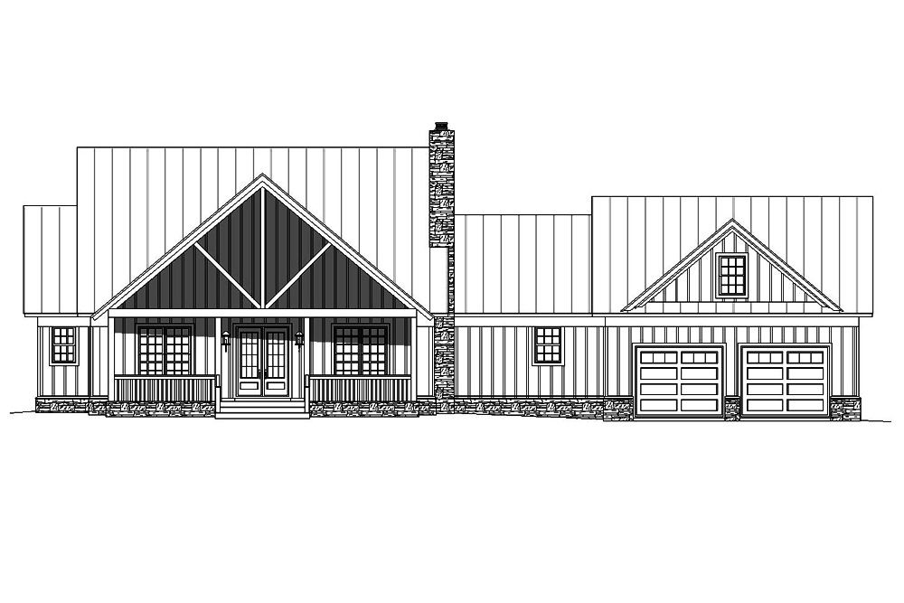 Home Plan Front Elevation of this 4-Bedroom,2700 Sq Ft Plan -196-1059