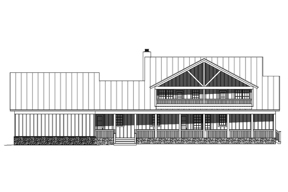 Home Plan Rear Elevation of this 4-Bedroom,2700 Sq Ft Plan -196-1059