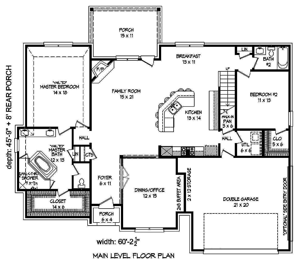 Floor Plan First Story of Traditional Plan #196-1060
