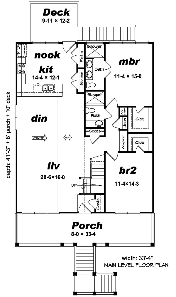 Floor Plan First Story of Vacation Homes Plan #196-1061