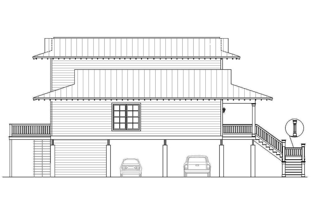 Home Plan Left Elevation of this 4-Bedroom,2000 Sq Ft Plan -196-1061