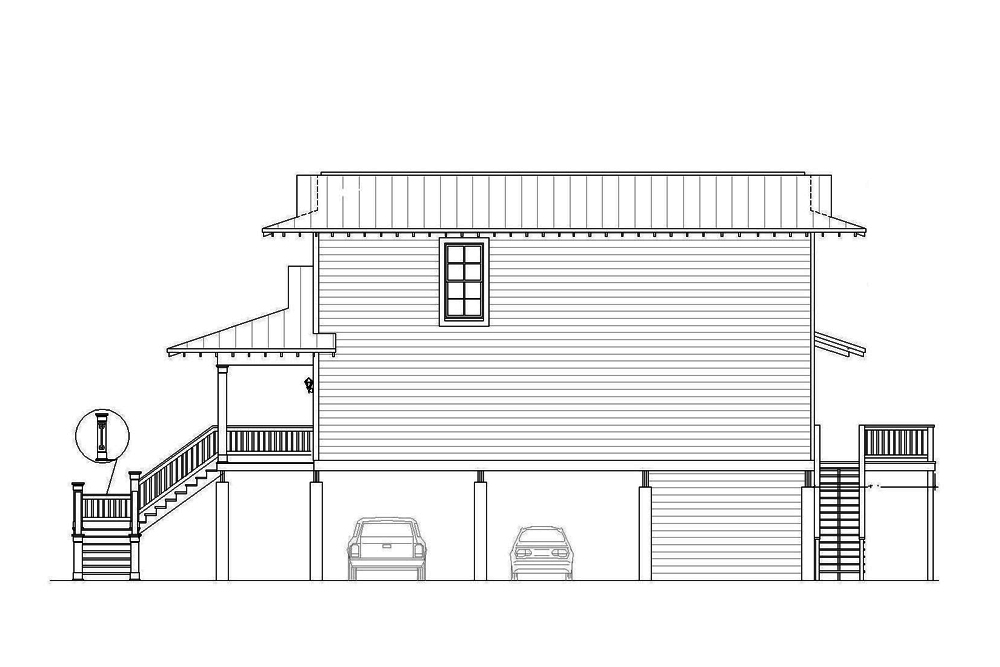 Home Plan Right Elevation of this 4-Bedroom,2000 Sq Ft Plan -196-1061