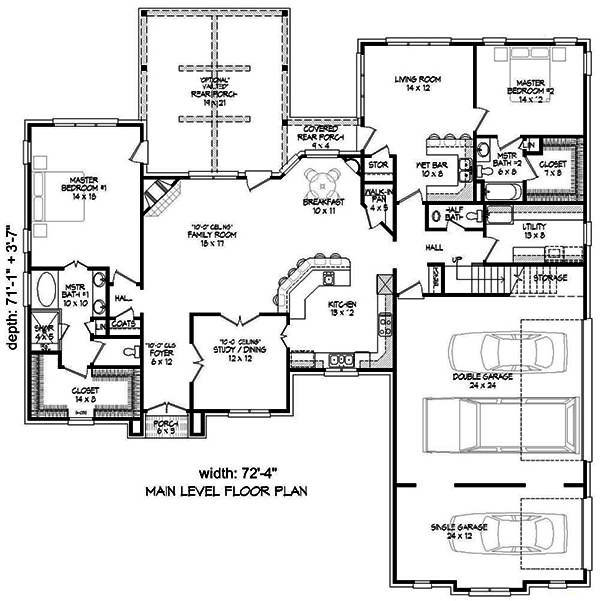 Floor Plan First Story of Luxury Plan #196-1062