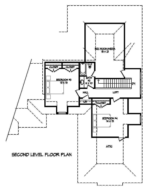 Floor Plan Second Story of Luxury Plan #196-1062