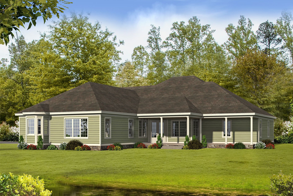 Rear View of this 4-Bedroom, 3491 Sq Ft Plan - 196-1063