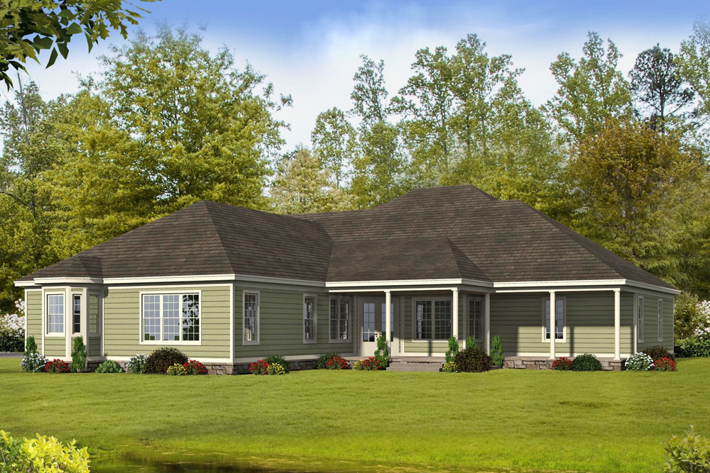 Rear View of this 4-Bedroom, 3491 Sq Ft Plan - 196-1063