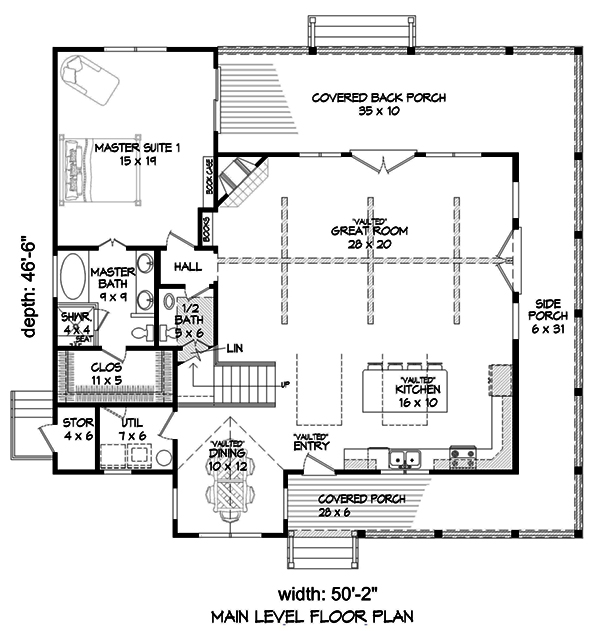 Floor Plan First Story of Country Plan #196-1065