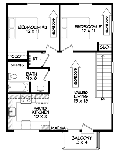 Floor Plan Second Story of Modern Plan #196-1066