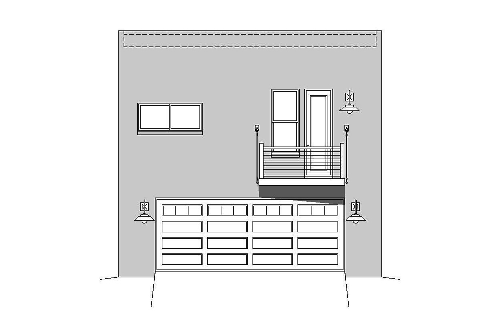 Home Plan Front Elevation of this 2-Bedroom,817 Sq Ft Plan -196-1066