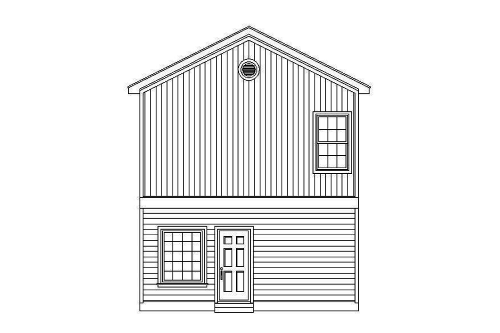Home Plan Rear Elevation of this 2-Bedroom,1140 Sq Ft Plan -196-1067