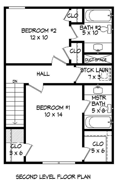 Floor Plan Second Story of Traditional Plan #196-1067
