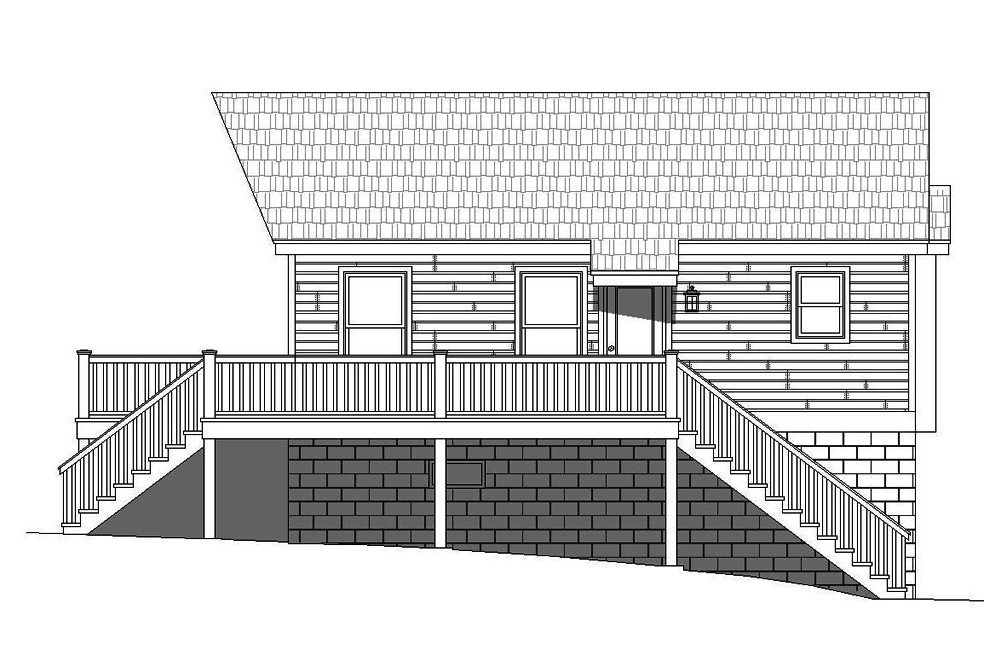 Home Plan Left Elevation of this 1-Bedroom,780 Sq Ft Plan -196-1068