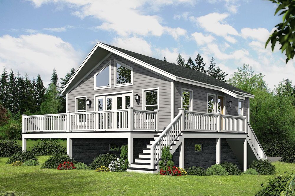 Rear View of this 1-Bedroom, 780 Sq Ft Plan - 196-1068